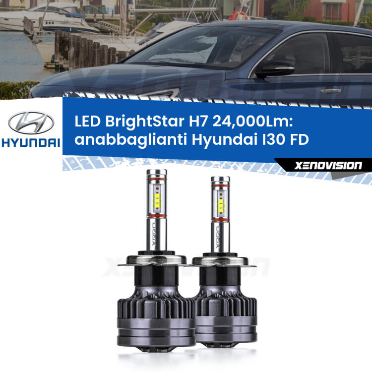 <strong>Kit LED anabbaglianti per Hyundai I30</strong> FD 2007 - 2011. </strong>Include due lampade Canbus H7 Brightstar da 24,000 Lumen. Qualità Massima.