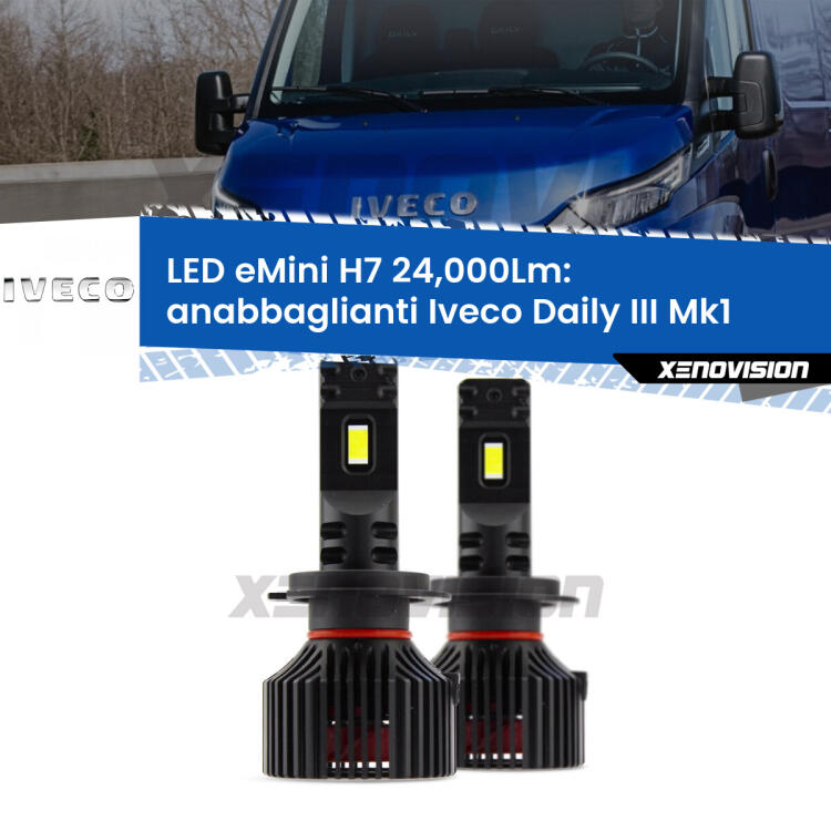 <strong>Kit LED anabbaglianti per Iveco Daily III</strong> Mk1 2014 - 2016. </strong>Include due lampade Canbus H7 Brightstar da 24,000 Lumen. Qualità Massima.