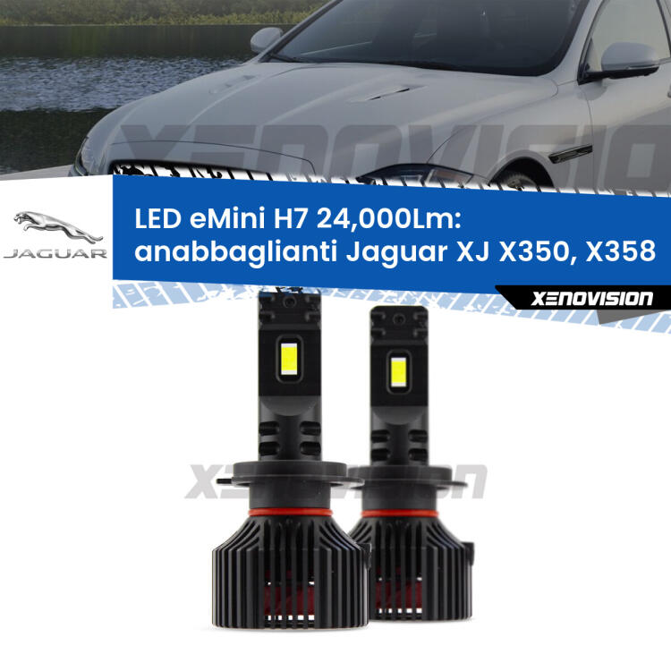 <strong>Kit LED anabbaglianti per Jaguar XJ</strong> X350, X358 2003 - 2009. </strong>Include due lampade Canbus H7 Brightstar da 24,000 Lumen. Qualità Massima.