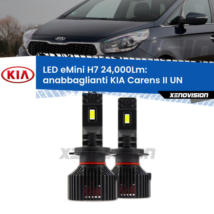 <strong>Kit LED anabbaglianti per KIA Carens II</strong> UN 2006 - 2011. </strong>Include due lampade Canbus H7 Brightstar da 24,000 Lumen. Qualità Massima.