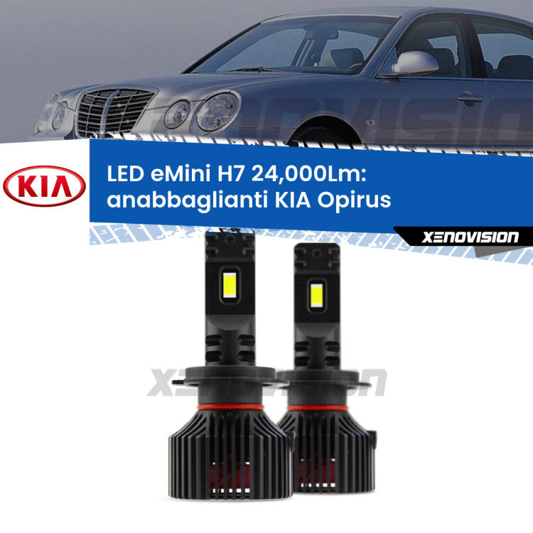 <strong>Kit LED anabbaglianti per KIA Opirus</strong>  2003 - 2011. </strong>Include due lampade Canbus H7 Brightstar da 24,000 Lumen. Qualità Massima.