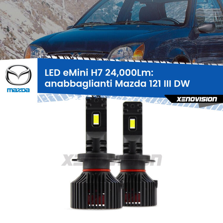 <strong>Kit LED anabbaglianti per Mazda 121 III</strong> DW 1996 - 1999. </strong>Include due lampade Canbus H7 Brightstar da 24,000 Lumen. Qualità Massima.