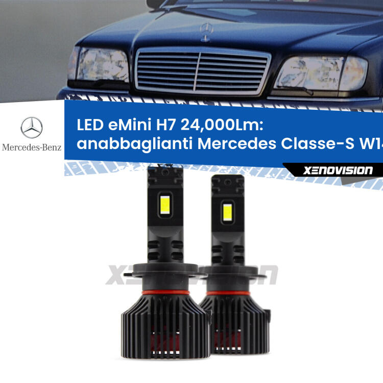 <strong>Kit LED anabbaglianti per Mercedes Classe-S</strong> W140 1995 - 1998. </strong>Include due lampade Canbus H7 Brightstar da 24,000 Lumen. Qualità Massima.