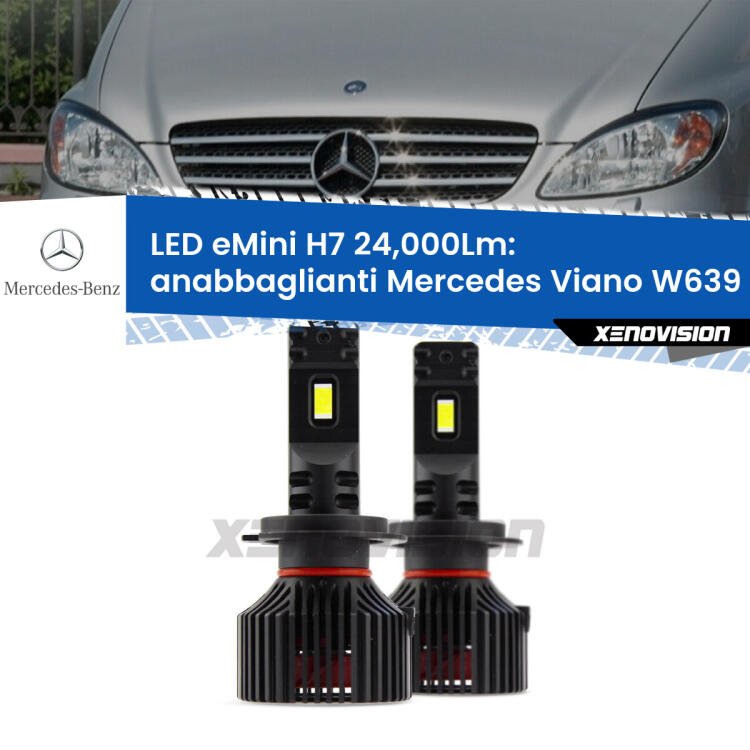 <strong>Kit LED anabbaglianti per Mercedes Viano</strong> W639 2003 - 2007. </strong>Include due lampade Canbus H7 Brightstar da 24,000 Lumen. Qualità Massima.