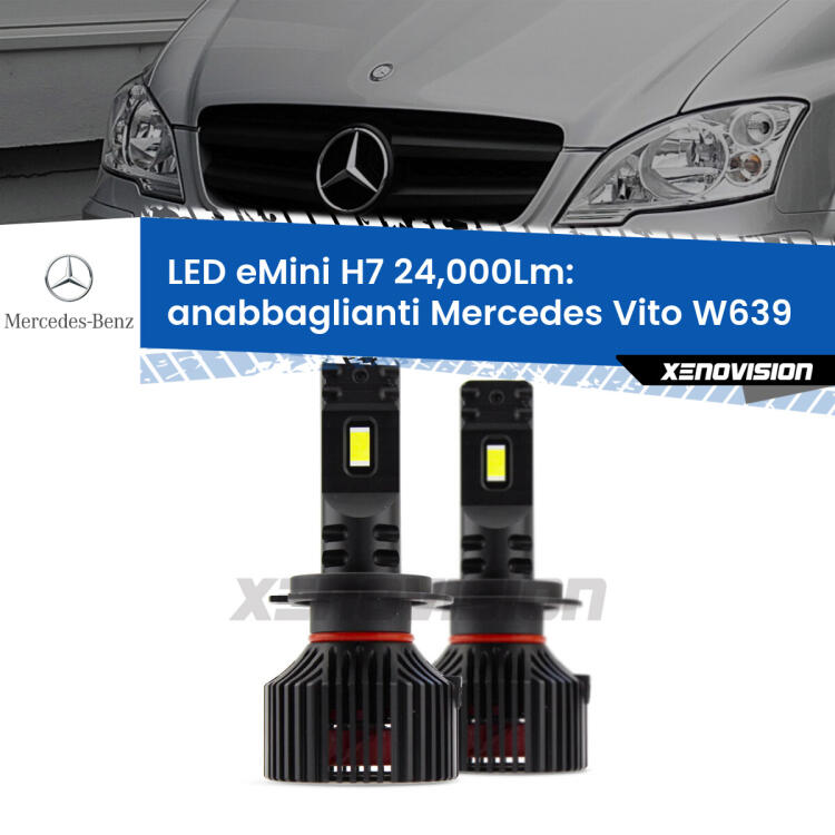 <strong>Kit LED anabbaglianti per Mercedes Vito</strong> W639 2003 - 2012. </strong>Include due lampade Canbus H7 Brightstar da 24,000 Lumen. Qualità Massima.