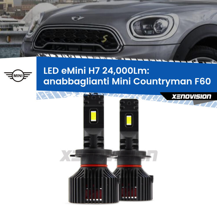 <strong>Kit LED anabbaglianti per Mini Countryman</strong> F60 2016 - 2019. </strong>Include due lampade Canbus H7 Brightstar da 24,000 Lumen. Qualità Massima.
