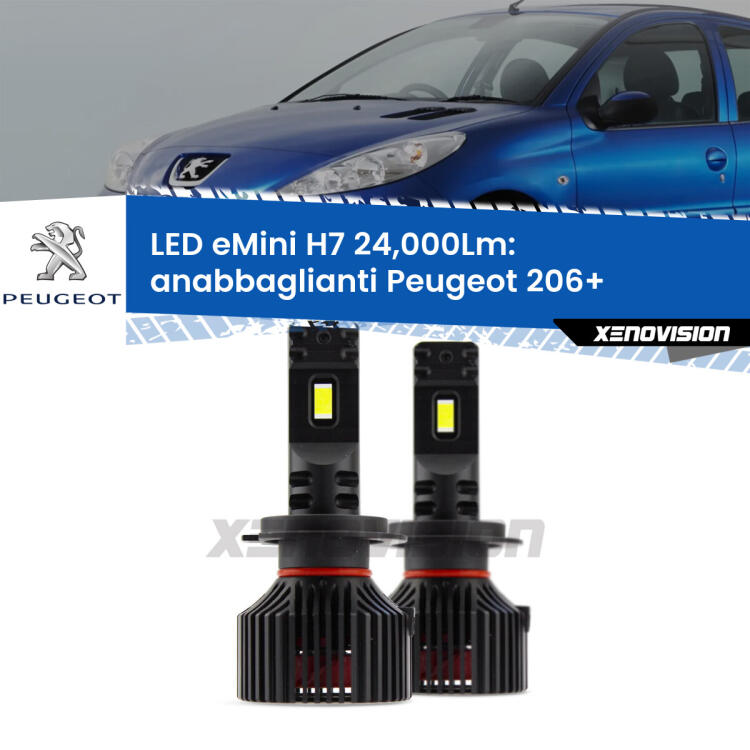 <strong>Kit LED anabbaglianti per Peugeot 206+</strong>  2009 - 2013. </strong>Include due lampade Canbus H7 Brightstar da 24,000 Lumen. Qualità Massima.