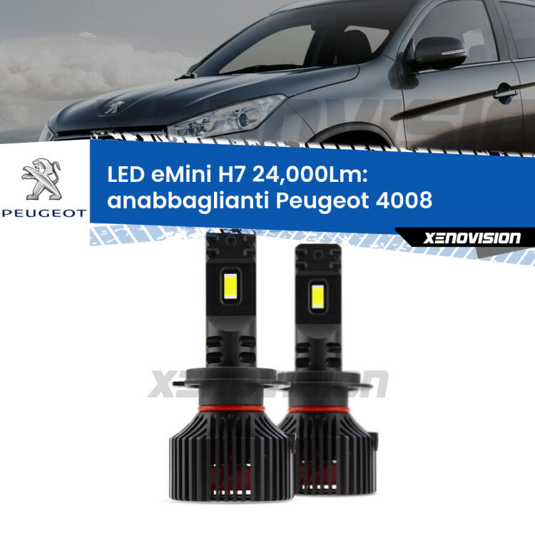 <strong>Kit LED anabbaglianti per Peugeot 4008</strong>  2012 in poi. </strong>Include due lampade Canbus H7 Brightstar da 24,000 Lumen. Qualità Massima.