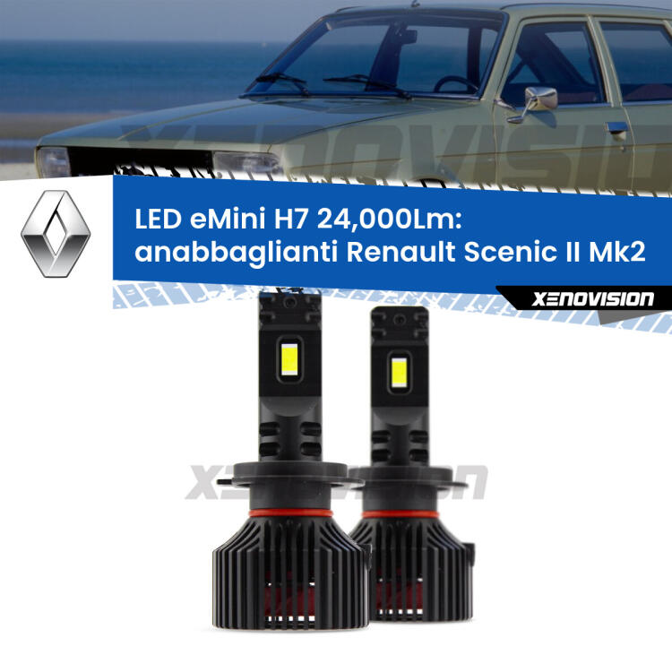 <strong>Kit LED anabbaglianti per Renault Scenic II</strong> Mk2 2003 - 2008. </strong>Include due lampade Canbus H7 Brightstar da 24,000 Lumen. Qualità Massima.
