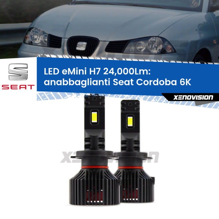 <strong>Kit LED anabbaglianti per Seat Cordoba</strong> 6K restyling. </strong>Include due lampade Canbus H7 Brightstar da 24,000 Lumen. Qualità Massima.