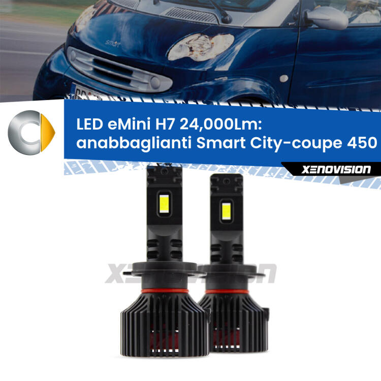 <strong>Kit LED anabbaglianti per Smart City-coupe</strong> 450 restyling. </strong>Include due lampade Canbus H7 Brightstar da 24,000 Lumen. Qualità Massima.
