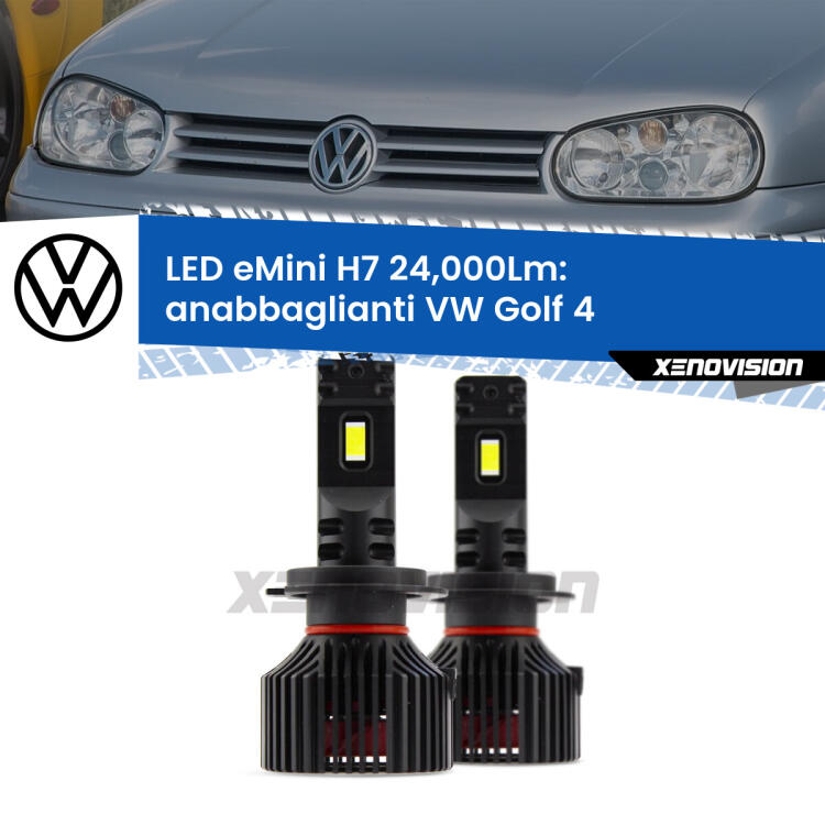 <strong>Kit LED anabbaglianti per VW Golf 4</strong>  1997 - 2005. </strong>Include due lampade Canbus H7 Brightstar da 24,000 Lumen. Qualità Massima.