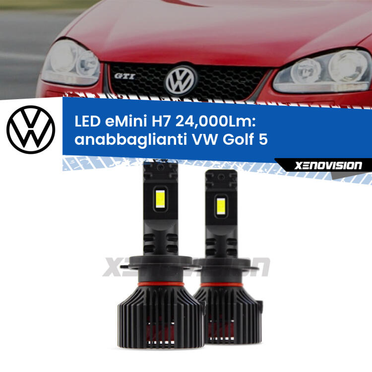<strong>Kit LED anabbaglianti per VW Golf 5</strong>  2003 - 2009. </strong>Include due lampade Canbus H7 Brightstar da 24,000 Lumen. Qualità Massima.