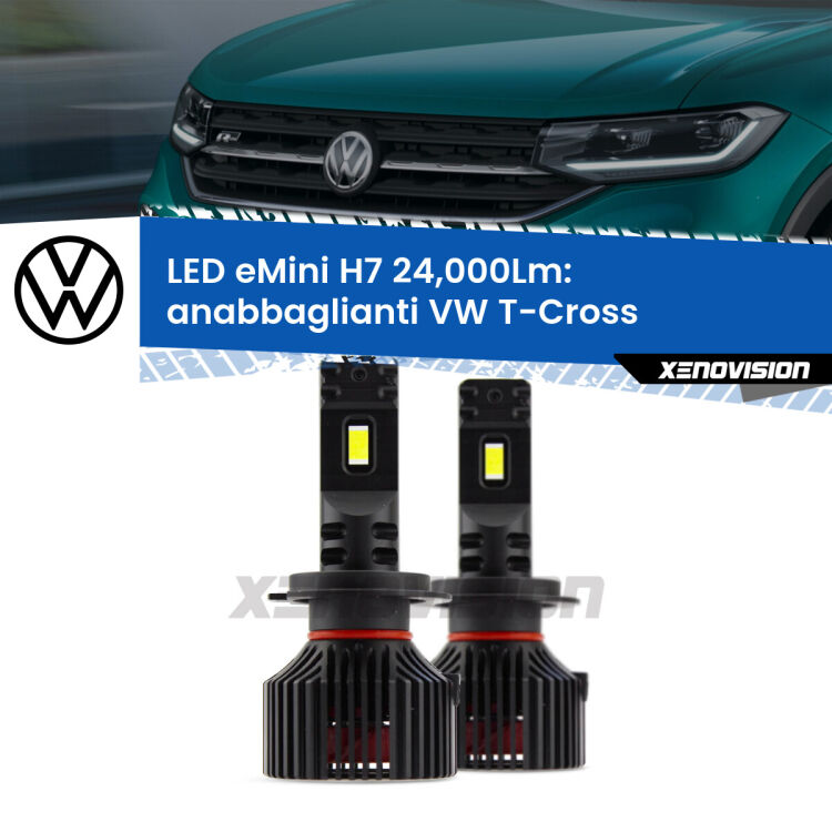 <strong>Kit LED anabbaglianti per VW T-Cross</strong>  2018 in poi. </strong>Include due lampade Canbus H7 Brightstar da 24,000 Lumen. Qualità Massima.
