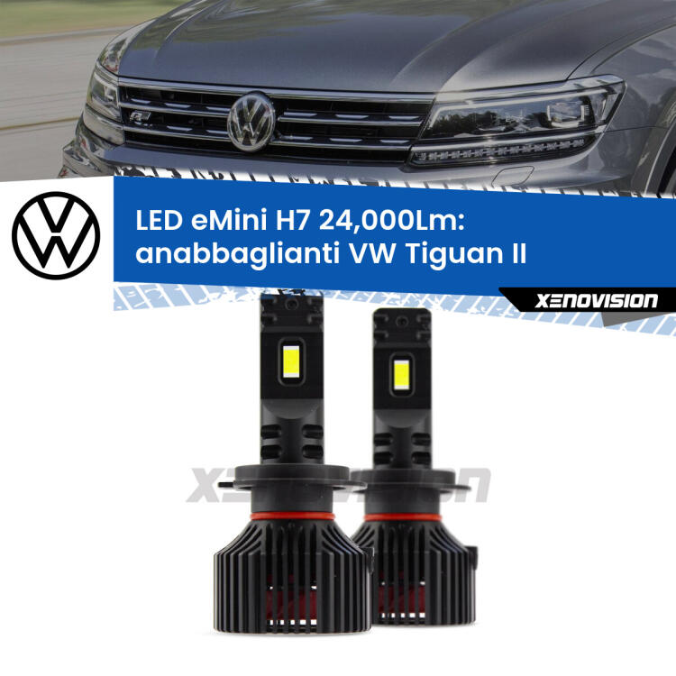<strong>Kit LED anabbaglianti per VW Tiguan</strong> II 2016 - 2020. </strong>Include due lampade Canbus H7 Brightstar da 24,000 Lumen. Qualità Massima.