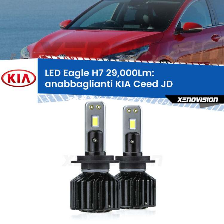 <strong>Kit anabbaglianti LED specifico per KIA Ceed</strong> JD 2012 - 2017. Lampade <strong>H7</strong> Canbus da 29.000Lumen di luminosità modello Eagle Xenovision.