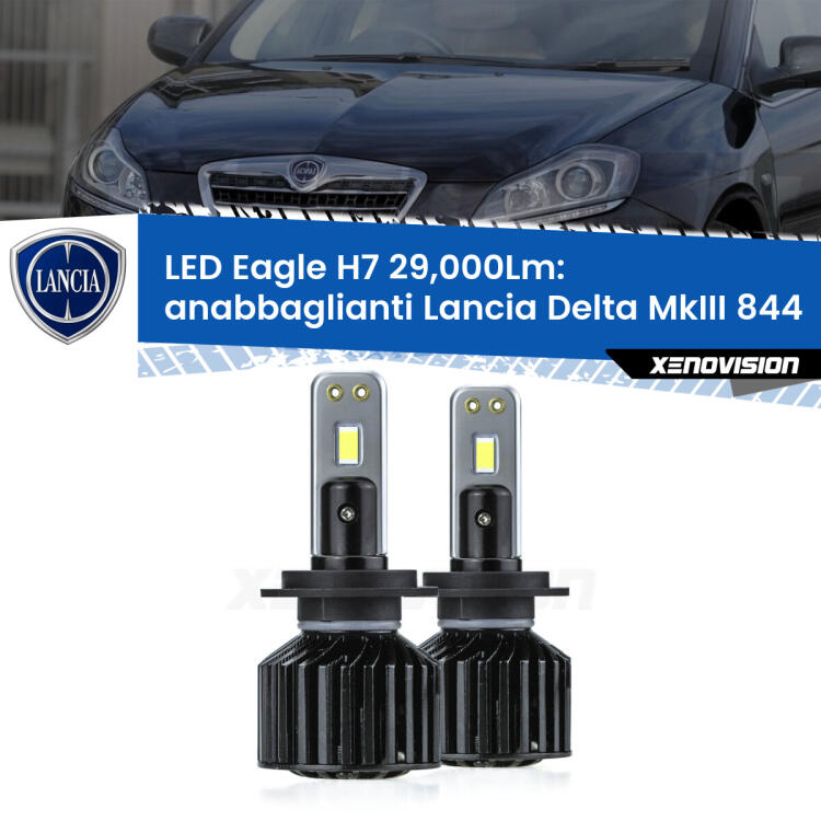 <strong>Kit anabbaglianti LED specifico per Lancia Delta MkIII</strong> 844 2008 - 2014. Lampade <strong>H7</strong> Canbus da 29.000Lumen di luminosità modello Eagle Xenovision.