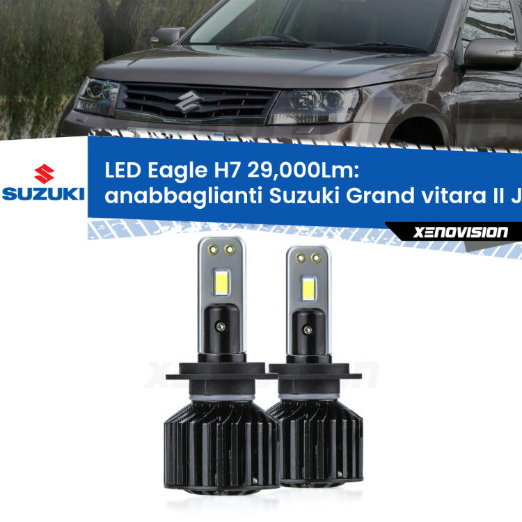 <strong>Kit anabbaglianti LED specifico per Suzuki Grand vitara II</strong> JT, TE, TD a parabola doppia. Lampade <strong>H7</strong> Canbus da 29.000Lumen di luminosità modello Eagle Xenovision.