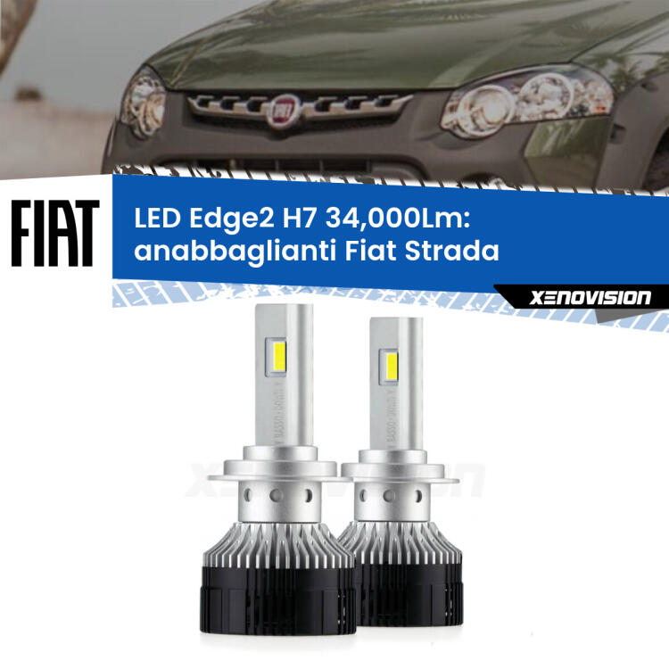<strong>Kit anabbaglianti LED per Fiat Strada</strong>  a parabola doppia.</strong>.Coppia lampade <strong>H7</strong> modello Edge v3.0 di Xenovision.