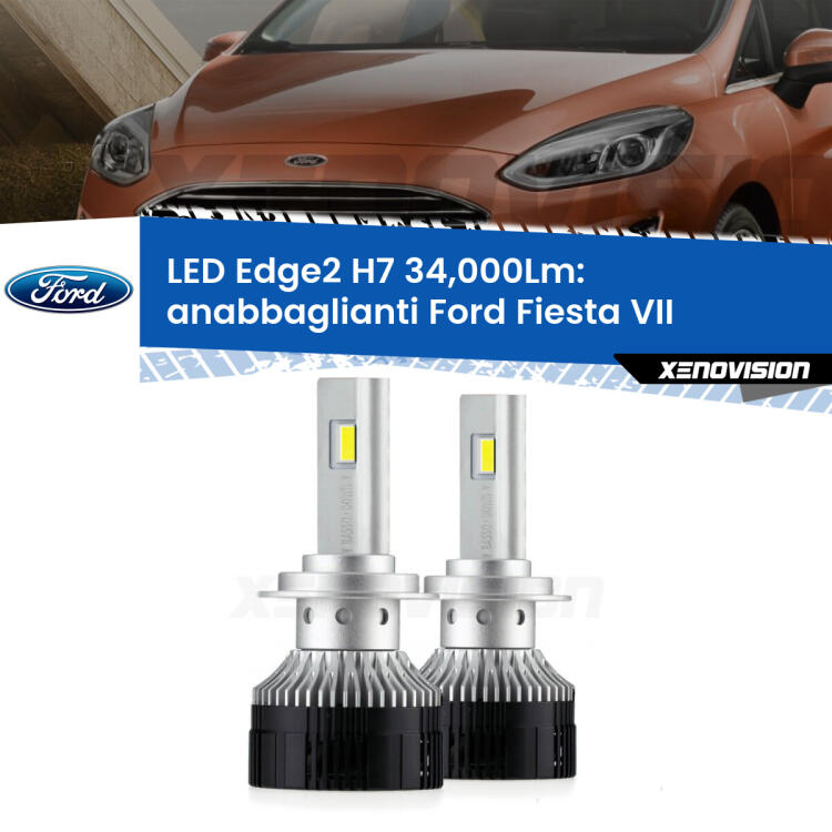 <strong>Kit anabbaglianti LED per Ford Fiesta</strong> Mk7 con fari a parabola.</strong>.Coppia lampade <strong>H7</strong> modello Edge v3.0 di Xenovision.