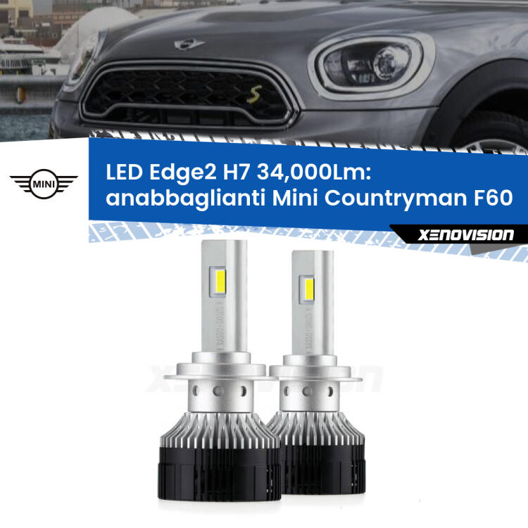 <strong>Kit anabbaglianti LED per Mini Countryman</strong> F60 2016 - 2019.</strong>.Coppia lampade <strong>H7</strong> modello Edge v3.0 di Xenovision.