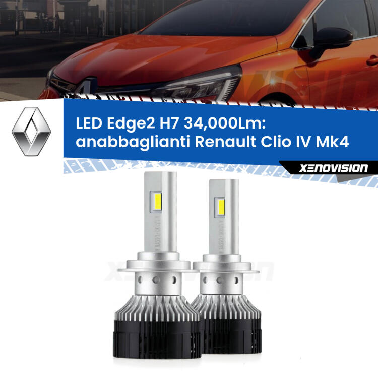 <strong>Kit anabbaglianti LED per Renault Clio IV</strong>  2012 - 2018.</strong>.Coppia lampade <strong>H7</strong> modello Edge v3.0 di Xenovision.