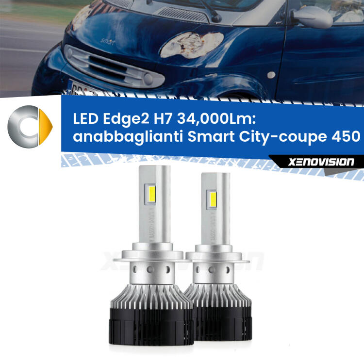 <strong>Kit anabbaglianti LED per Smart City-coupe</strong> 450 restyling.</strong>.Coppia lampade <strong>H7</strong> modello Edge v3.0 di Xenovision.