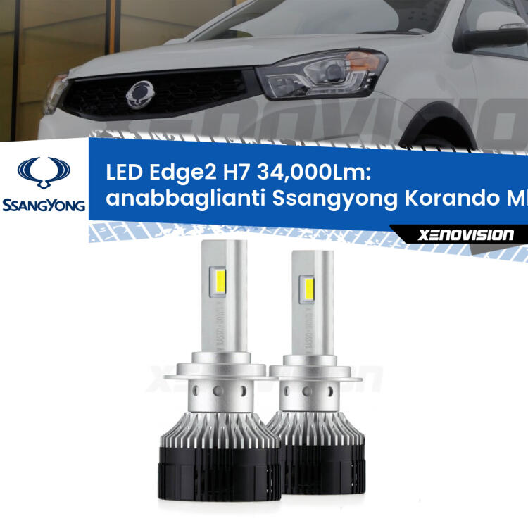 <strong>Kit anabbaglianti LED per Ssangyong Korando</strong> Mk3 2013 - 2019.</strong>.Coppia lampade <strong>H7</strong> modello Edge v3.0 di Xenovision.