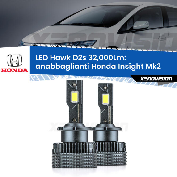 <strong>Kit anabbaglianti LED specifico per Honda Insight</strong> Mk2 2009 - 2017. Lampade <strong>D2S/D2R</strong> Canbus da 32.000Lumen di luminosità modello Hawk Xenovision.