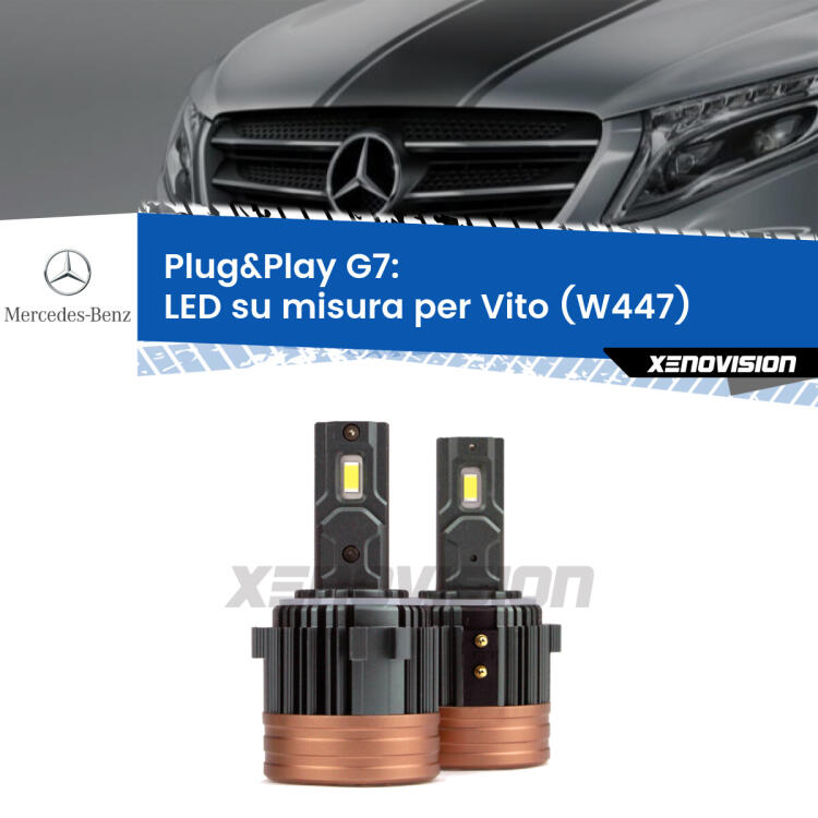 <strong>Kit Anabbaglianti Mercedes Vito </strong><strong><strong>(W447)</strong></strong>: domina la strada, senza rivali. Il kit Led <strong>#1 in Luminosità</strong> sul mercato. Qualità Massima. Include due lampade LED Eagle H7, eventuali accessori non inclusi.