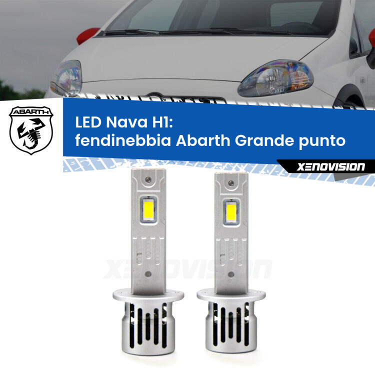 <strong>Fendinebbia LED no-spie per Abarth Grande punto</strong>  2007 - 2010. Coppia lampade <strong> H1</strong> modello Nava canbus, raffreddate a ventola.