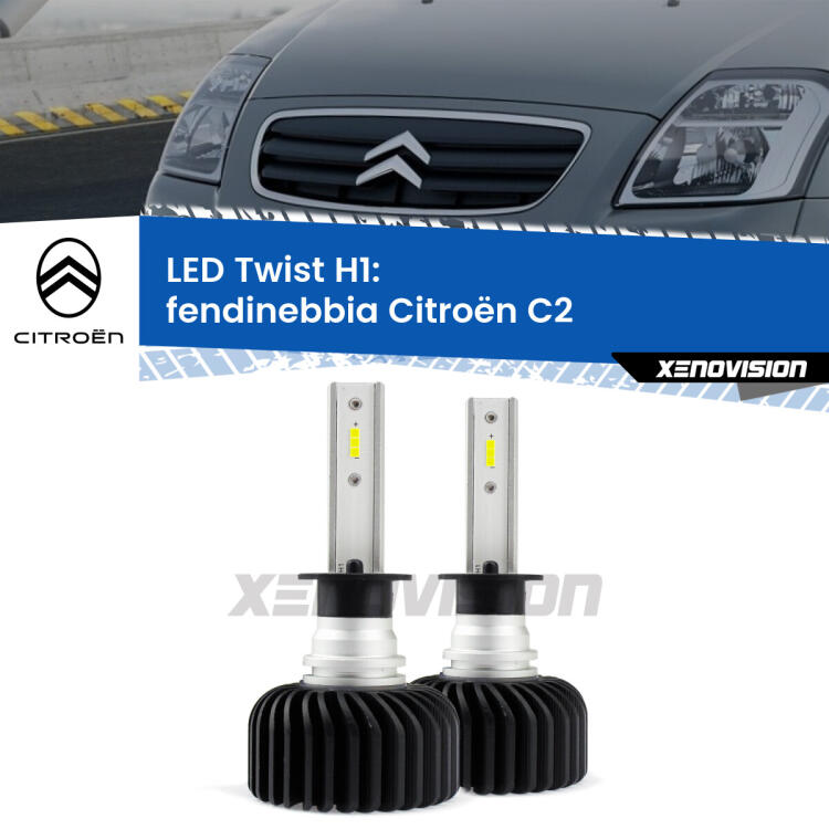 <strong>Kit fendinebbia LED</strong> H1 per <strong>Citroën C2</strong>  2003 - 2009. Compatte, impermeabili, senza ventola: praticamente indistruttibili. Top Quality.
