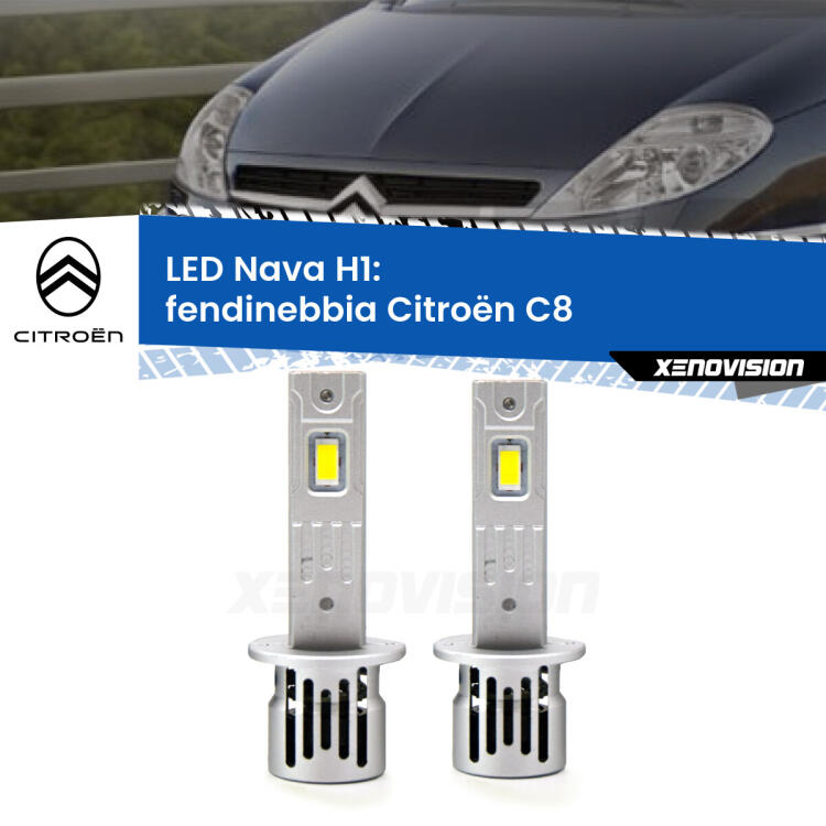 <strong>Fendinebbia LED no-spie per Citroën C8</strong>  2002 - 2010. Coppia lampade <strong> H1</strong> modello Nava canbus, raffreddate a ventola.