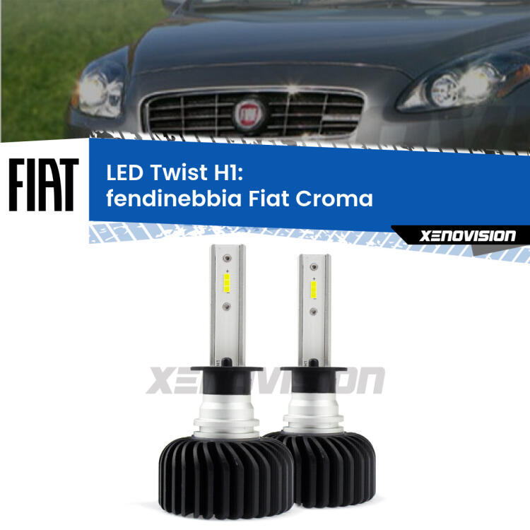 <strong>Kit fendinebbia LED</strong> H1 per <strong>Fiat Croma</strong>  2005 - 2010. Compatte, impermeabili, senza ventola: praticamente indistruttibili. Top Quality.