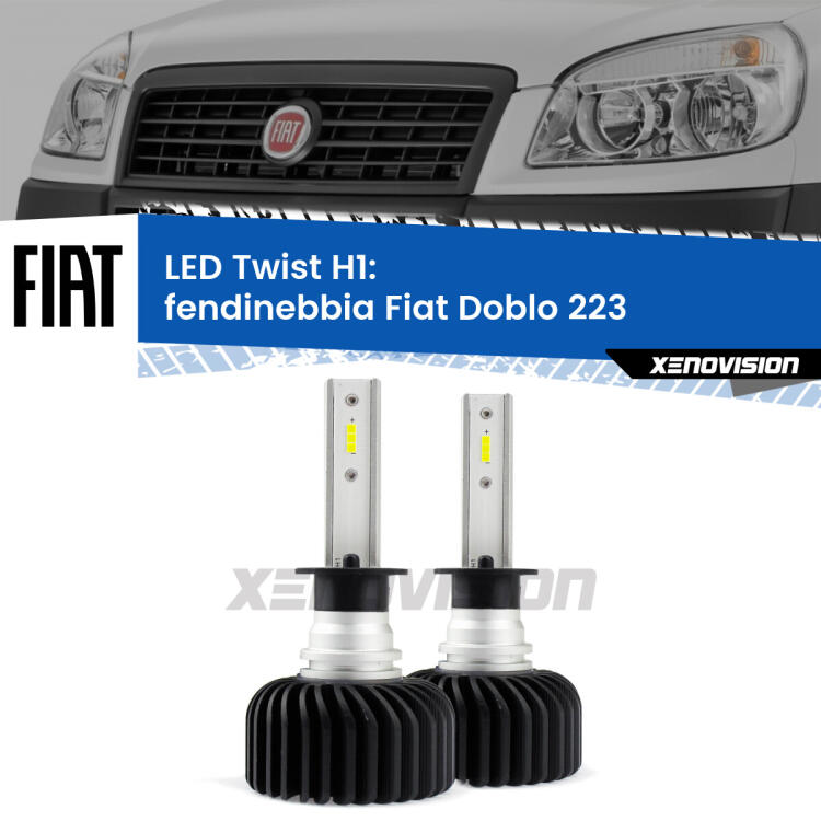 <strong>Kit fendinebbia LED</strong> H1 per <strong>Fiat Doblo</strong> 223 2000 - 2010. Compatte, impermeabili, senza ventola: praticamente indistruttibili. Top Quality.