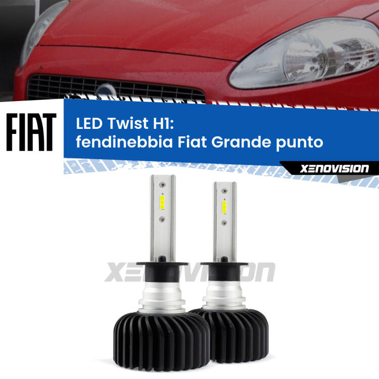 <strong>Kit fendinebbia LED</strong> H1 per <strong>Fiat Grande punto</strong>  2005 - 2018. Compatte, impermeabili, senza ventola: praticamente indistruttibili. Top Quality.