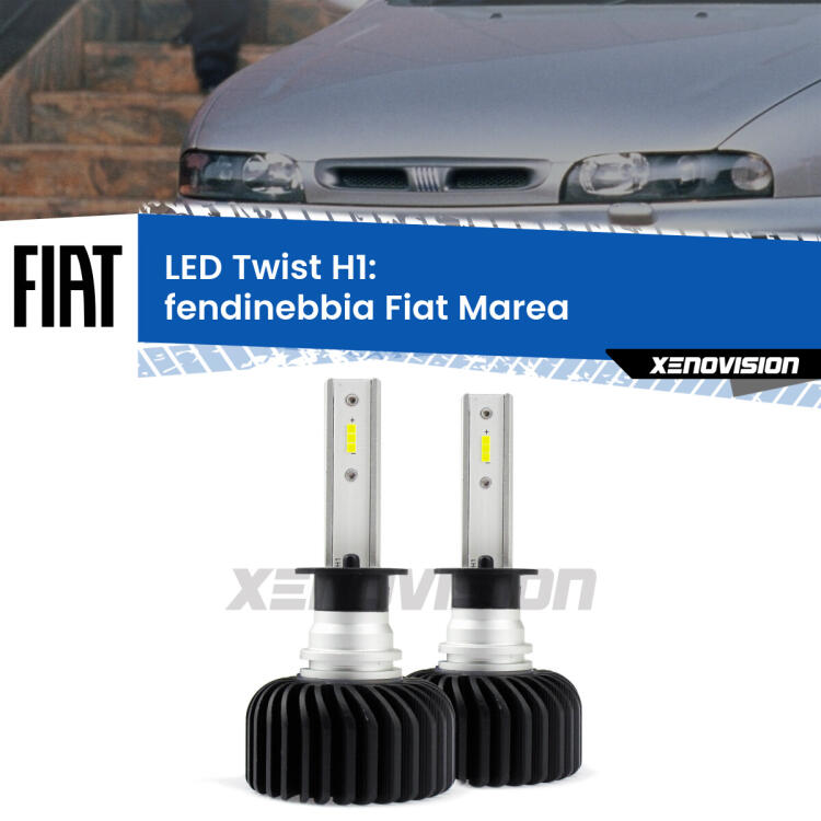<strong>Kit fendinebbia LED</strong> H1 per <strong>Fiat Marea</strong>  1996 - 2002. Compatte, impermeabili, senza ventola: praticamente indistruttibili. Top Quality.