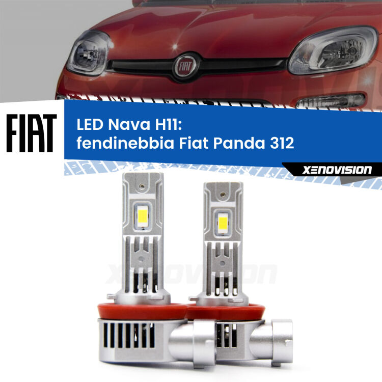 <strong>Fendinebbia LED no-spie per Fiat Panda</strong> 312 2012 in poi. Coppia lampade <strong>H11</strong>/H9/H8/H16(JP) modello Nava canbus, raffreddate a ventola.