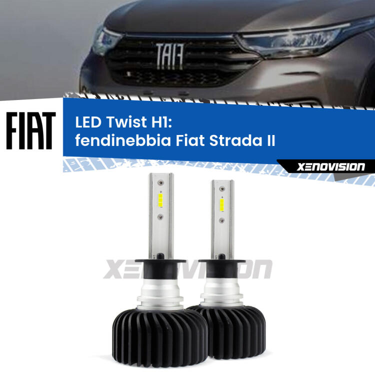 <strong>Kit fendinebbia LED</strong> H1 per <strong>Fiat Strada</strong> II 2017 in poi. Compatte, impermeabili, senza ventola: praticamente indistruttibili. Top Quality.
