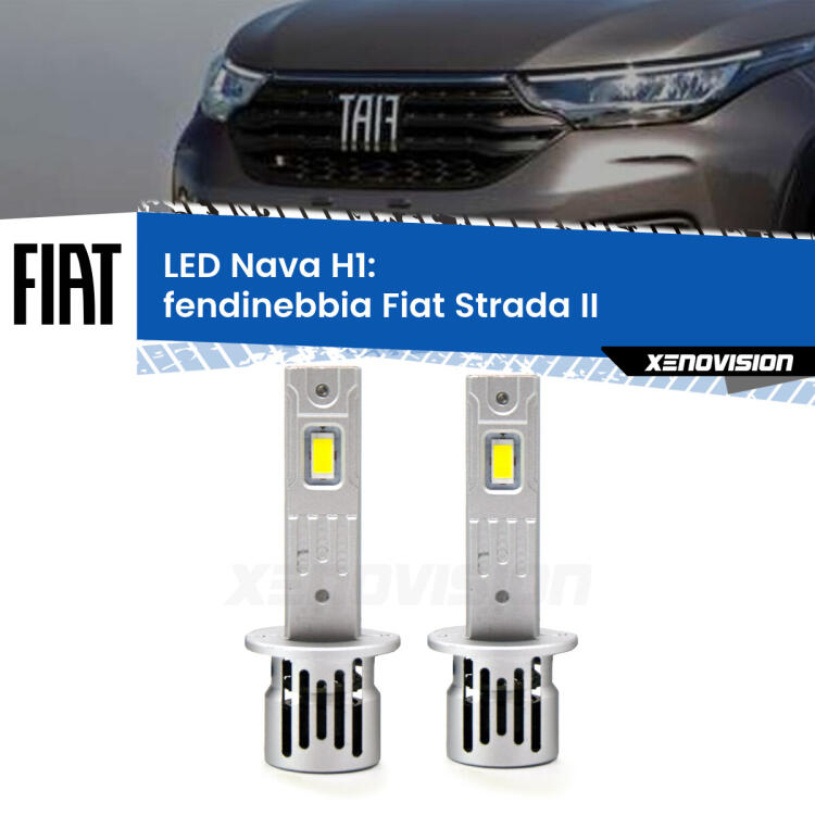 <strong>Fendinebbia LED no-spie per Fiat Strada</strong> II 2017 in poi. Coppia lampade <strong> H1</strong> modello Nava canbus, raffreddate a ventola.