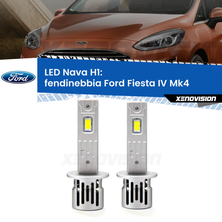 <strong>Fendinebbia LED no-spie per Ford Fiesta</strong> Mk4 1995 - 2002. Coppia lampade <strong> H1</strong> modello Nava canbus, raffreddate a ventola.