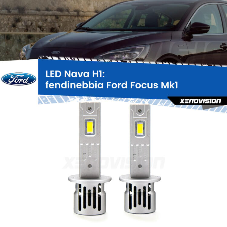 <strong>Fendinebbia LED no-spie per Ford Focus</strong>  1998 - 2001. Coppia lampade <strong> H1</strong> modello Nava canbus, raffreddate a ventola.