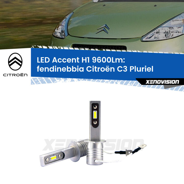 <strong>Kit LED Fendinebbia per Citroën C3 Pluriel</strong>  2003 - 2010.</strong> Coppia lampade <strong>H1</strong> senza ventola e ultracompatte per installazioni in fari senza spazi.