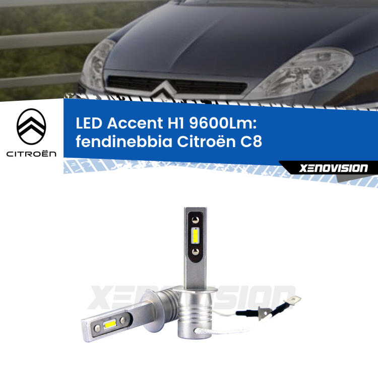 <strong>Kit LED Fendinebbia per Citroën C8</strong>  2002 - 2010.</strong> Coppia lampade <strong>H1</strong> senza ventola e ultracompatte per installazioni in fari senza spazi.