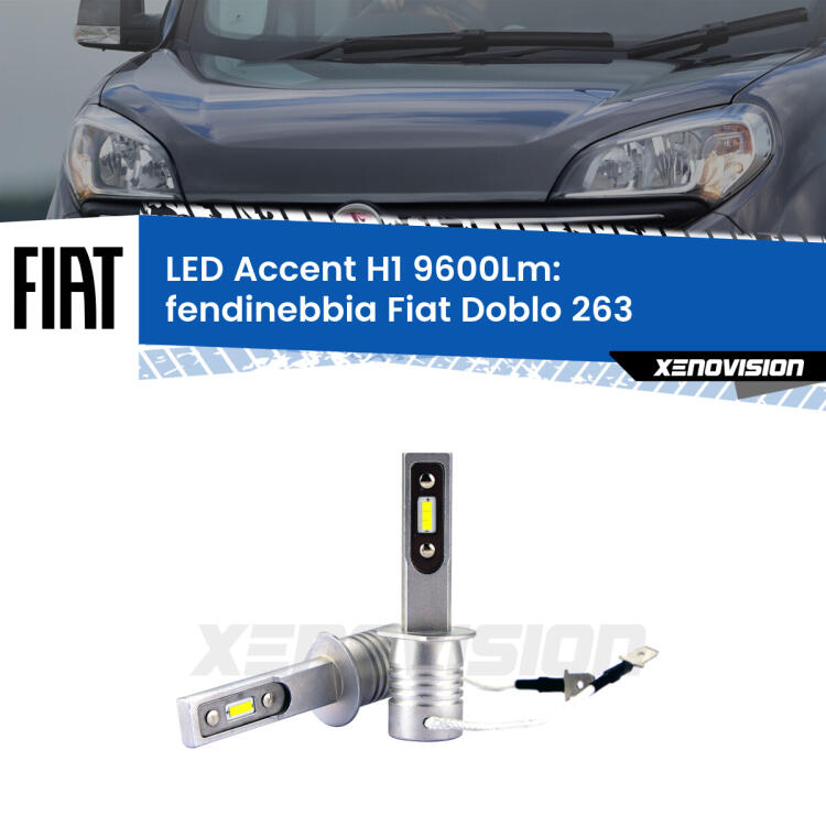 <strong>Kit LED Fendinebbia per Fiat Doblo</strong> 263 2010 - 2014.</strong> Coppia lampade <strong>H1</strong> senza ventola e ultracompatte per installazioni in fari senza spazi.