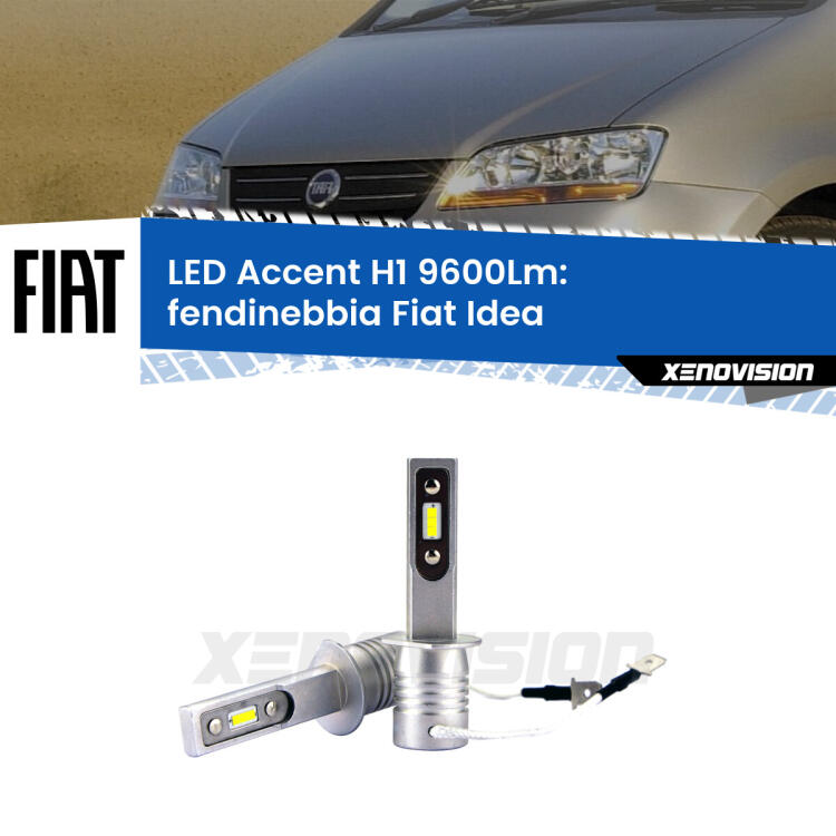 <strong>Kit LED Fendinebbia per Fiat Idea</strong>  2003 - 2015.</strong> Coppia lampade <strong>H1</strong> senza ventola e ultracompatte per installazioni in fari senza spazi.