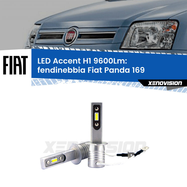 <strong>Kit LED Fendinebbia per Fiat Panda</strong> 169 2003 - 2012.</strong> Coppia lampade <strong>H1</strong> senza ventola e ultracompatte per installazioni in fari senza spazi.
