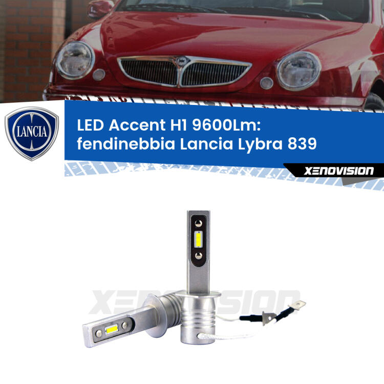 <strong>Kit LED Fendinebbia per Lancia Lybra</strong> 839 1999 - 2005.</strong> Coppia lampade <strong>H1</strong> senza ventola e ultracompatte per installazioni in fari senza spazi.