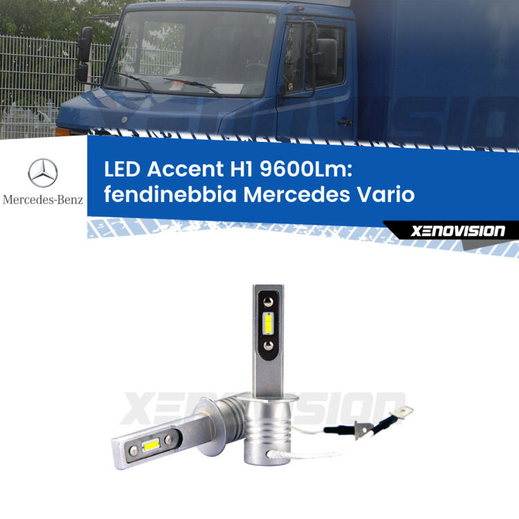 <strong>Kit LED Fendinebbia per Mercedes Vario</strong>  1996 - 2013.</strong> Coppia lampade <strong>H1</strong> senza ventola e ultracompatte per installazioni in fari senza spazi.