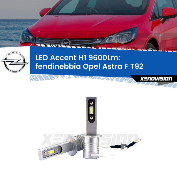 <strong>Kit LED Fendinebbia per Opel Astra F</strong> T92 1991 - 1998.</strong> Coppia lampade <strong>H1</strong> senza ventola e ultracompatte per installazioni in fari senza spazi.